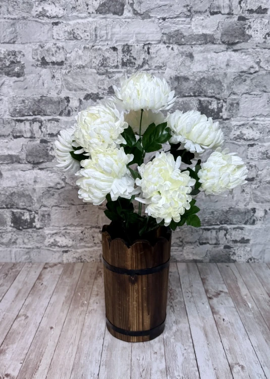 bukiet do wazonu biale chryzantemy 48 cm sztuczne kwiaty jak zywe siedem lodyg kwiaty 11 cm bialy bukiet chryzantem we flakonie na pomnik grob Kwiaty pro